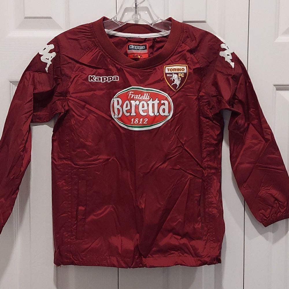 Torino FC Kappa Burgundy Soccer Pullover Windbreaker Sz 8 Years NWT